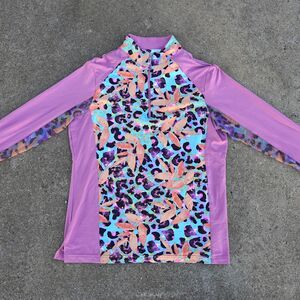 EIS Equi Style Quarter Zip Sun Shirt Women’s Large Purple Abstract Cooling Top